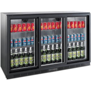 adexa Back bar cooler 3 sliding doors 300 litres Black bc03ps85