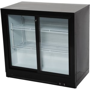 adexa Back bar cooler 2 sliding doors 220 litres Black bc02ps