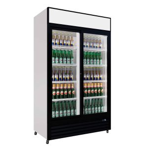 Empire Double Door Display Cooler Sliding – Commercial Fridge with Merchandising Canopy