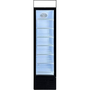 adexa Commercial Bottle cooler Upright 145 litres Hinged glass door LED Canopy Black sc145b