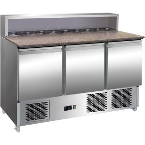 adexa Pizza Prep Table 3 doors Stainless steel Pizza top 8xGN1/6 Depth 700mm thps903