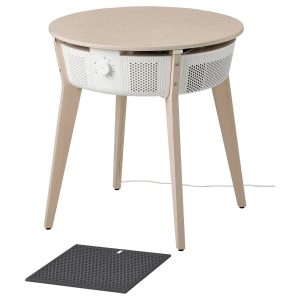 IKEA - STARKVIND Table with Air Purifier, Additional Gas Filter Stained Oak Veneer/White